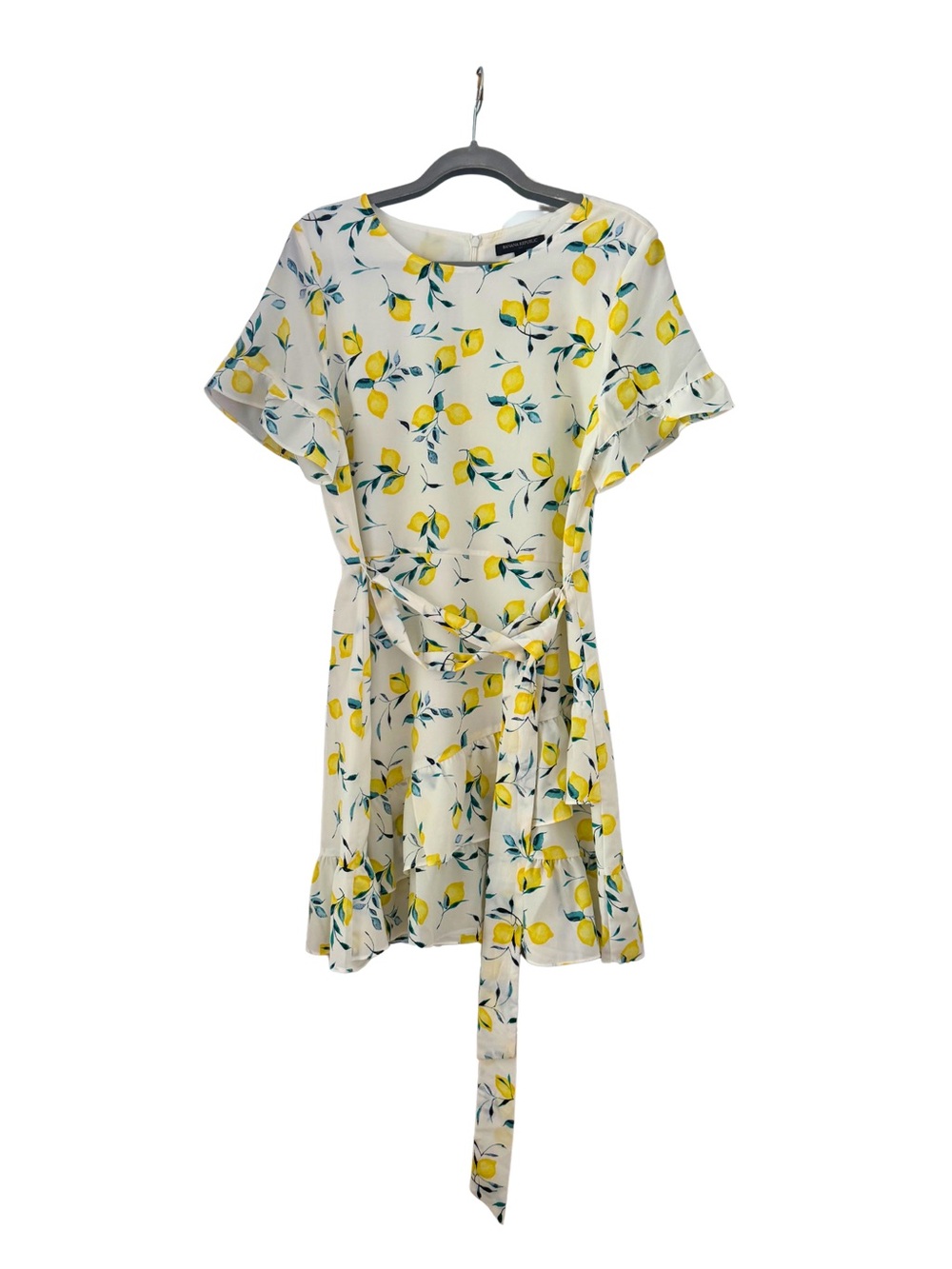 Banana Republic White Lemon-Print Ruffle Mini Dress